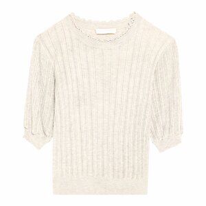 Ulla Johnson Gemma Short Sleeve Knit Top in Pristine